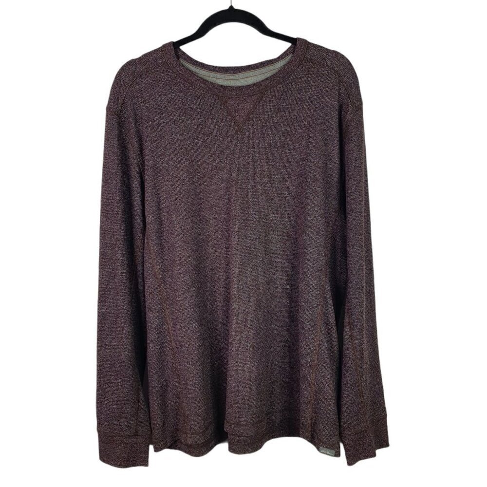 Eddie Bauer Mens Heavy Long Sleeve Thermal Knit Dark Purple Sweater Shirt XL